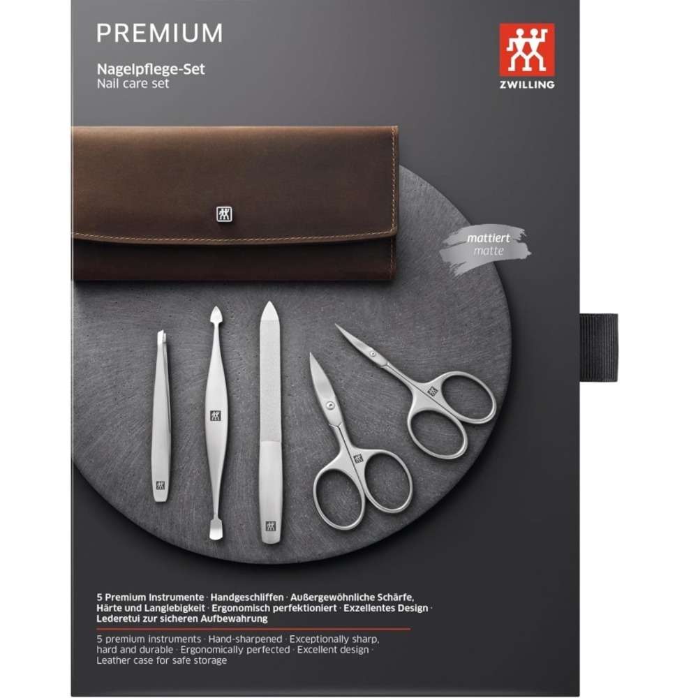 ZWILLING Beauty TWINOX 6-pc Manicure Set with Brown Leather Case
